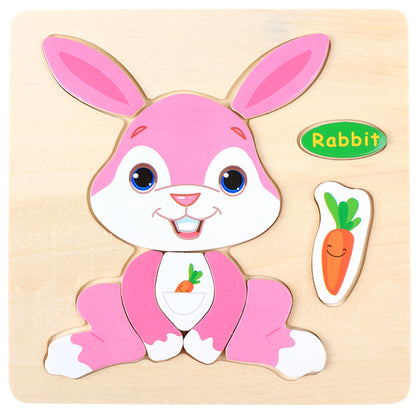 3 Pcs——Wooden Animal Puzzle Educational Toy for Kids