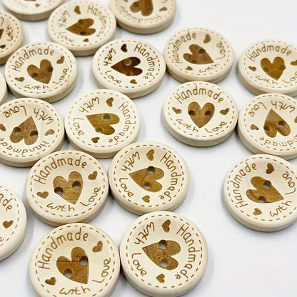 【with love】wooden buttons，50Pcs