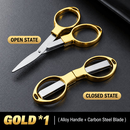 Mini Folding Scissors – Zinc Alloy 8-Shape Stretch Design, Multi-Purpose for Paper, Outdoor, Travel & Fishing