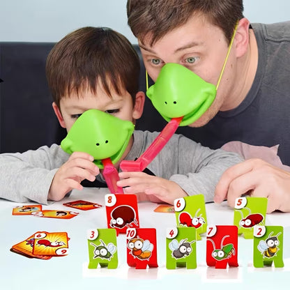 Frog Mouth Tongue Shooting Mask Toy, Interactive Card Game for Desktop Fun