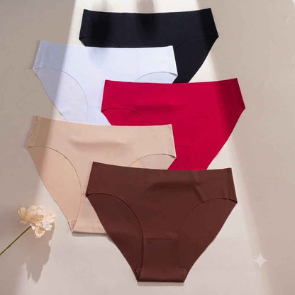 5PCS Seamless Ice Silk Panties｜Cotton Gusset, Breathable & No Visible Lines
