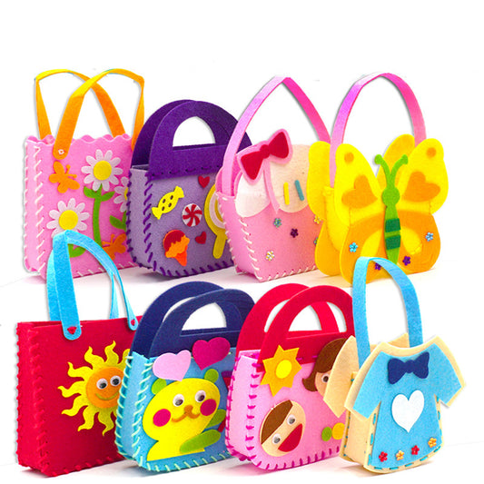 Children's cartoon sewing handbag, paste making material package, improve hands-on ability