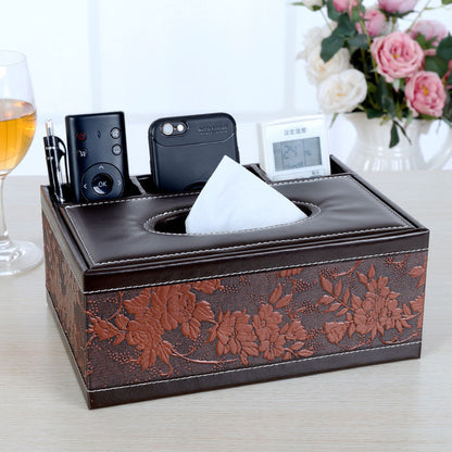 Multi-Functional Tissue & Remote Control Organizer Box with 4 Compartments