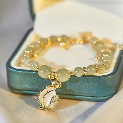 Hetian Jade Gold Leaf Bracelet