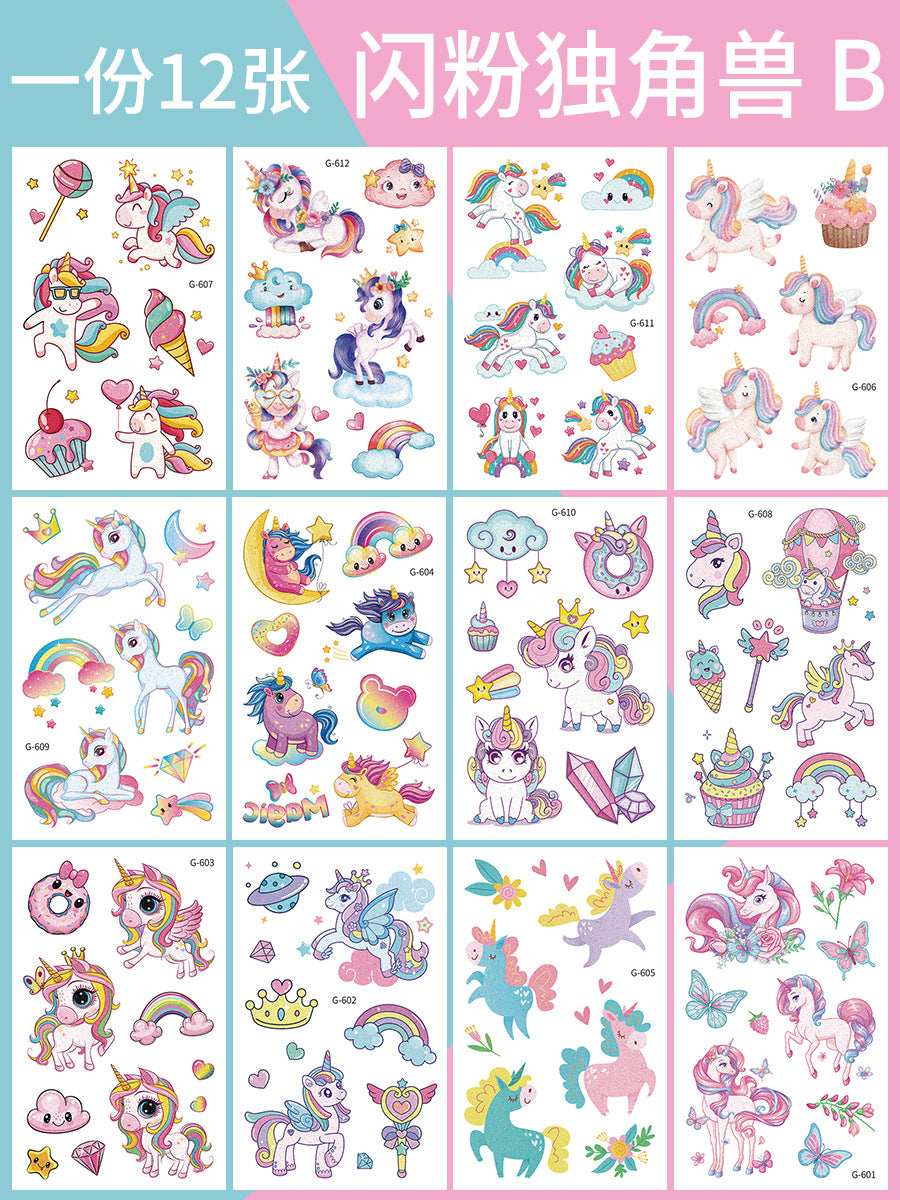 Cartoon Glitter Tattoo Stickers