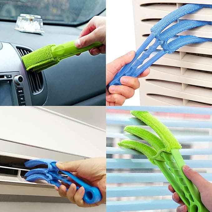 3-in-1 Blinds & AC Vent Cleaning Brush with Microfiber Sleeves – Multipurpose Dust Remover Tool