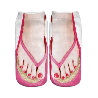Unisex Printed Flip-Flop Socks