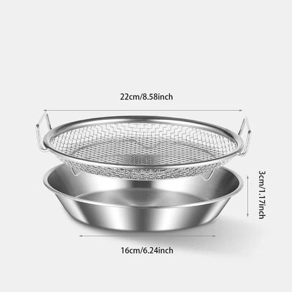 Stainless Steel Oil Strainer Tray – Dual-Handle Design for Easy Lifting