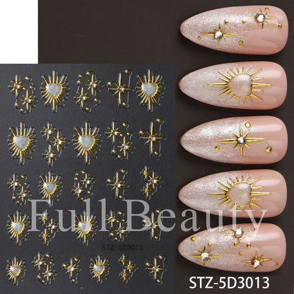 Gold Foil Luxury Embossed Nail Stickers