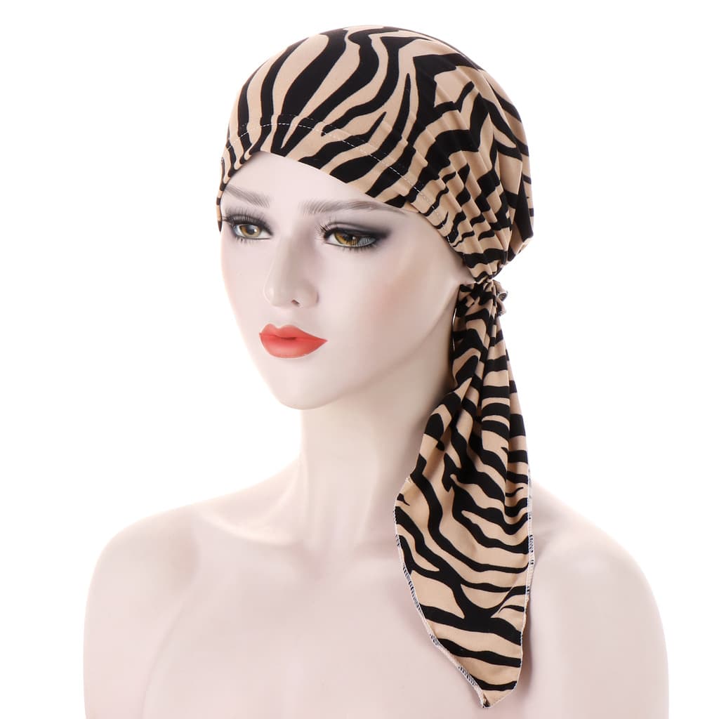 🌸Women's Floral Pre-Tied Head Scarf Turban – Dual Tails Design, Can Be Worn as Wig, Soft & Elastic, Ready-to-Wear