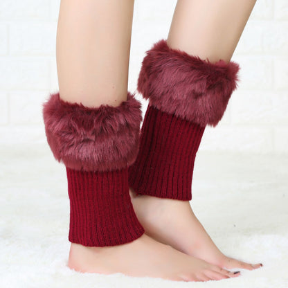 Short Turn-Back Fleece Thermal Leg Warmer Knitted Sock Sleeves