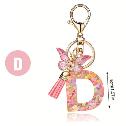 Butterfly Letter Keychain Tassel Design