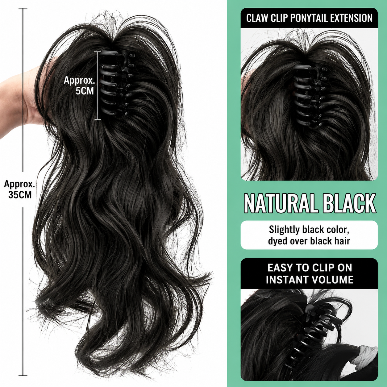 Claw Clip Ponytail Hair Extension – Natural Looking Voluminous Ponytail Extension for Women, Quick & Easy Hair Styling