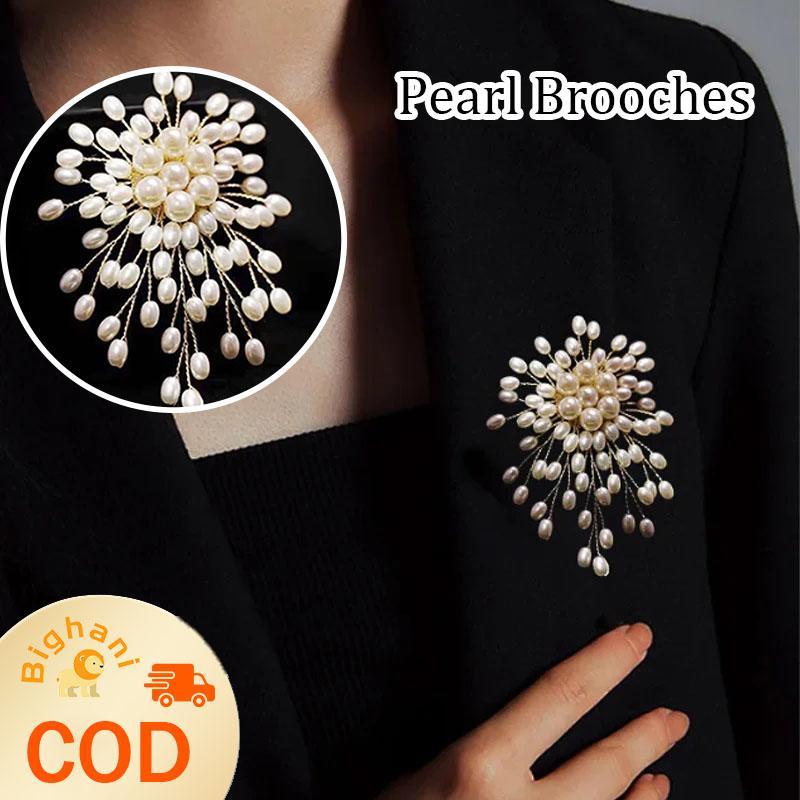 Handcrafted Firework-Style Pearl Brooch