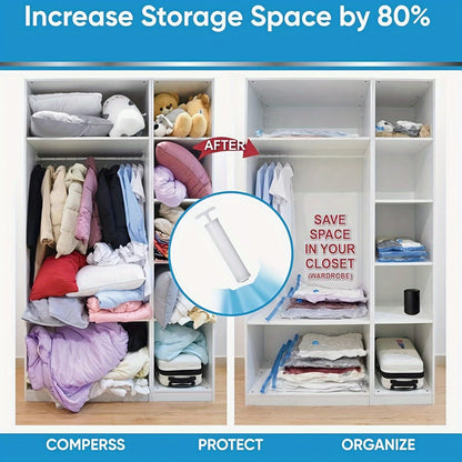 High Quality——Vacuum Storage Compression Bags (with Manual Air Pump), Dustproof & Moisture-Resistant—Save Home Space