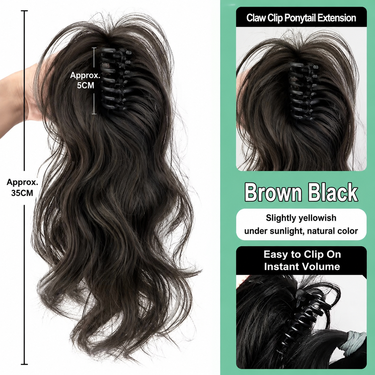 Claw Clip Ponytail Hair Extension – Natural Looking Voluminous Ponytail Extension for Women, Quick & Easy Hair Styling