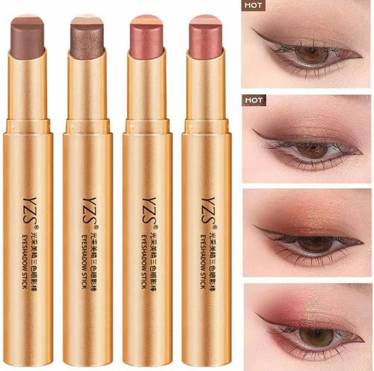 Three-Color Pearl Glitter Eyeshadow Stick, Color-Gradation Effect