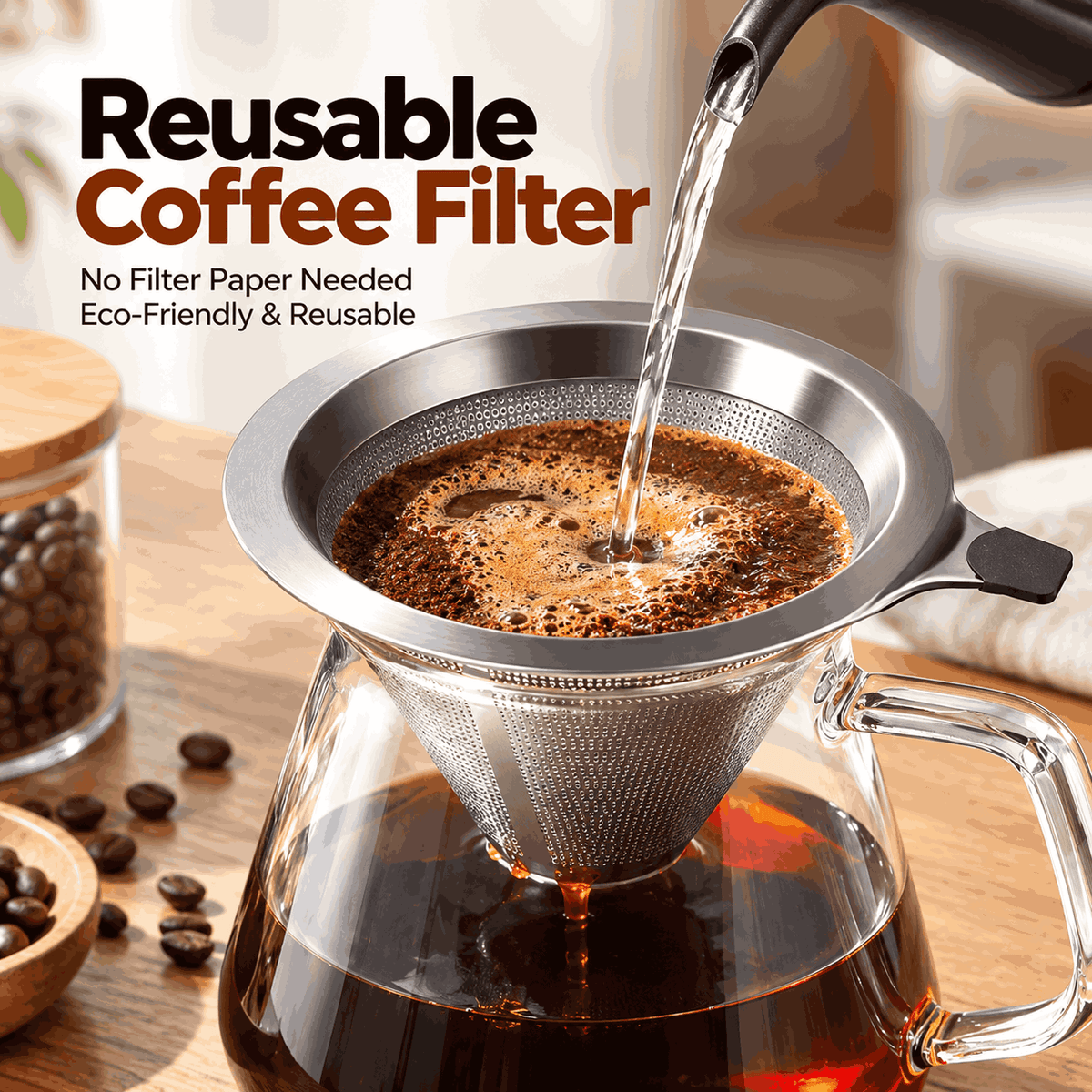 304 Stainless Steel Coffee Filter – Paper-Free & Reusable