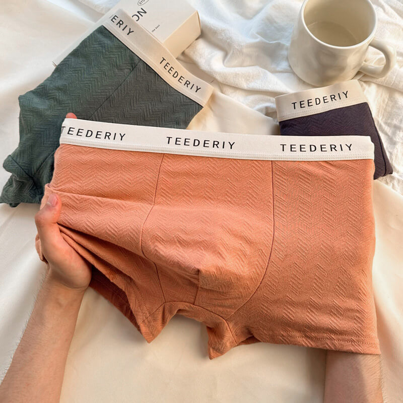 Men's Pure Cotton Breathable Comfortable Solid Color Boxers