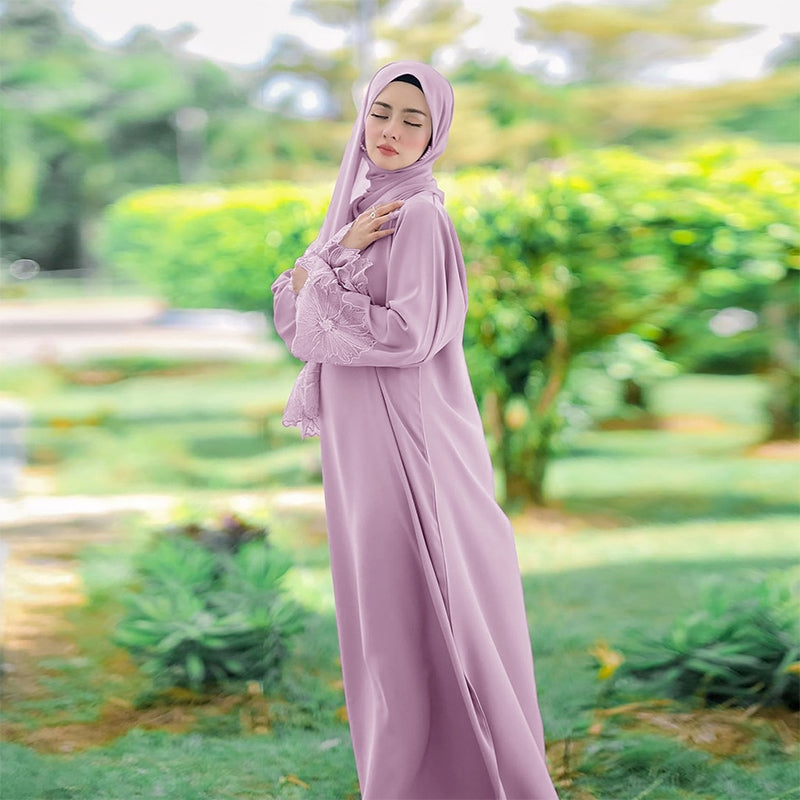 No-Diamond Multicolor Women's Abaya Dress with Headscarf