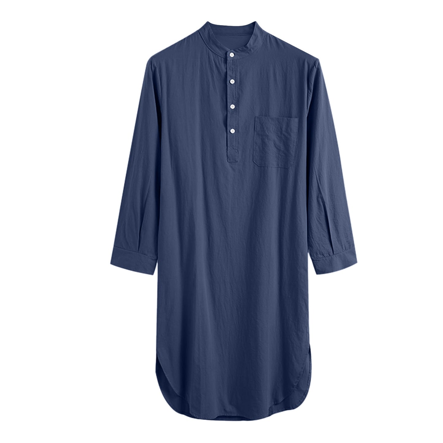 Long-Sleeve Buttoned Solid Color Men's Thobe with Pockets – Available in Seven Colors