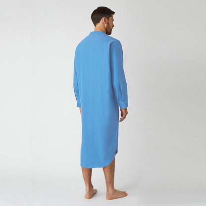 Long-Sleeve Buttoned Solid Color Men's Thobe with Pockets – Available in Seven Colors