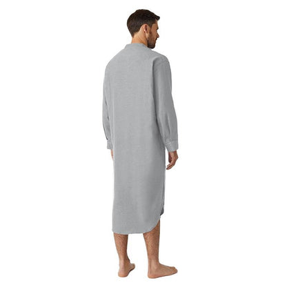 Long-Sleeve Buttoned Solid Color Men's Thobe with Pockets – Available in Seven Colors