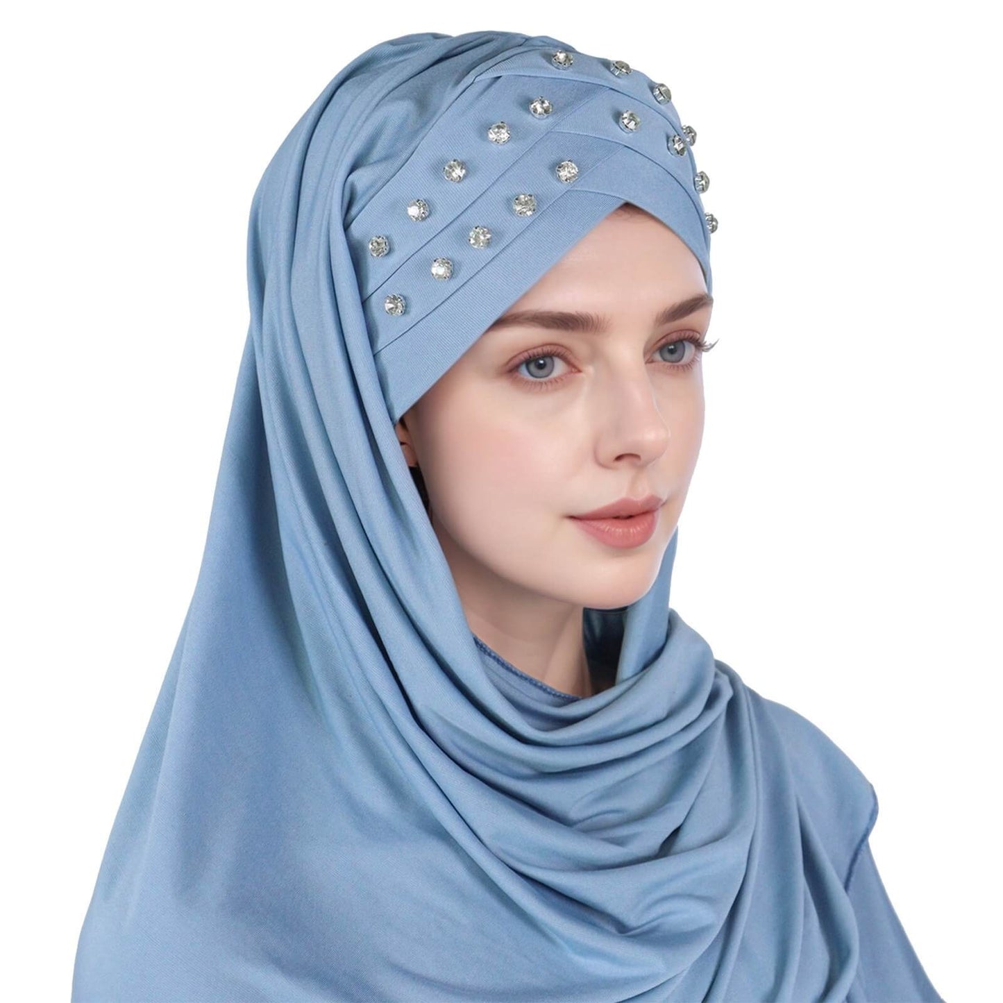 New Fashion Crystal Solid Color Rhinestone Headscarf for Women