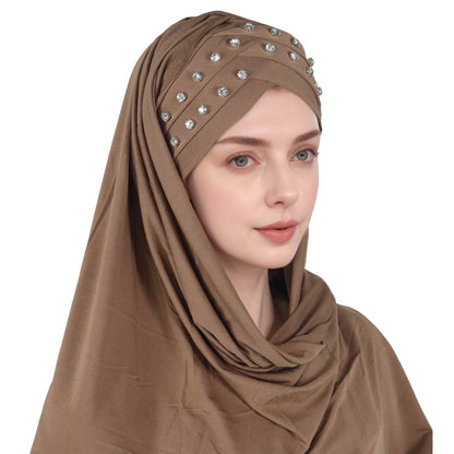 New Fashion Crystal Solid Color Rhinestone Headscarf for Women