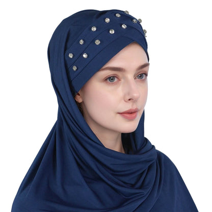 New Fashion Crystal Solid Color Rhinestone Headscarf for Women