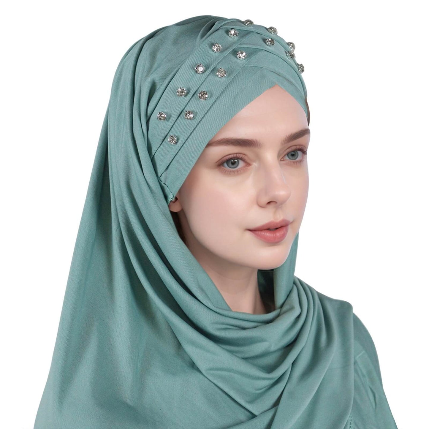 New Fashion Crystal Solid Color Rhinestone Headscarf for Women