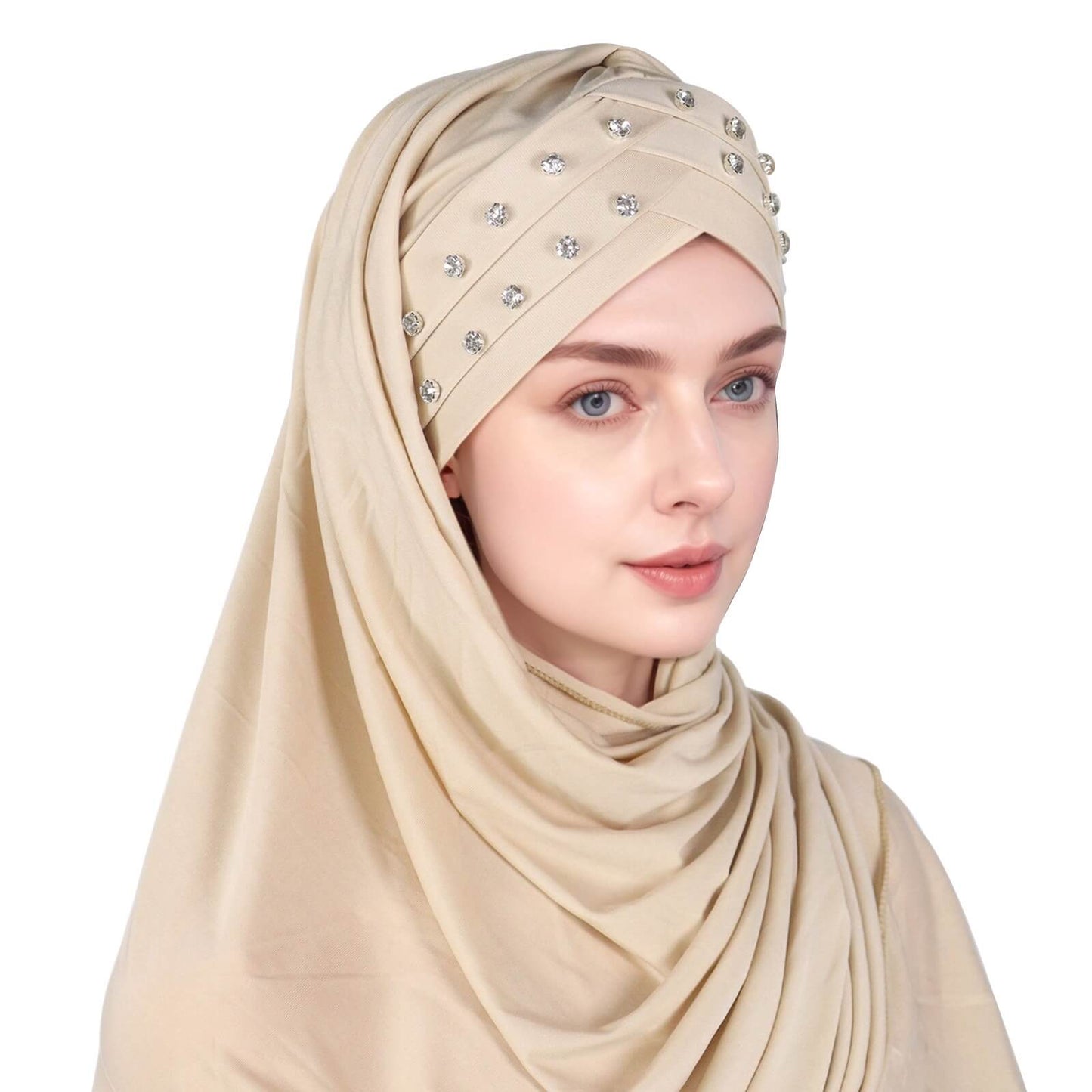 New Fashion Crystal Solid Color Rhinestone Headscarf for Women