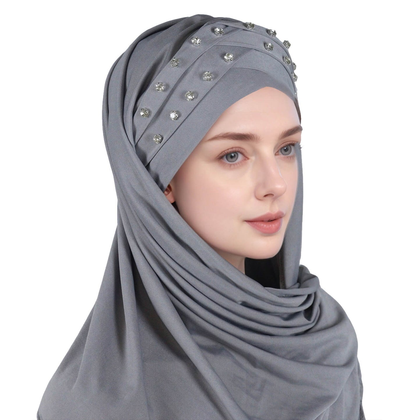 New Fashion Crystal Solid Color Rhinestone Headscarf for Women
