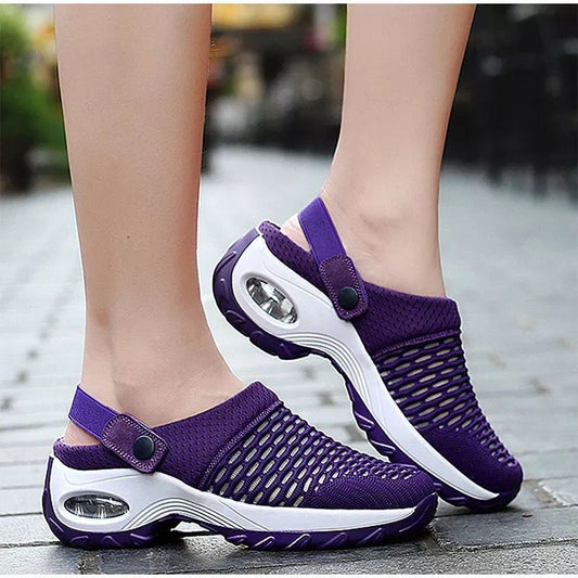 Summer Net Fabric Ankle Strap Two-sided Slip-on Sandals