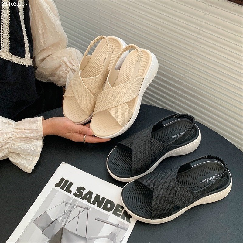 Cross-strap Elastic Slip-on Outdoor Beach Sandals
