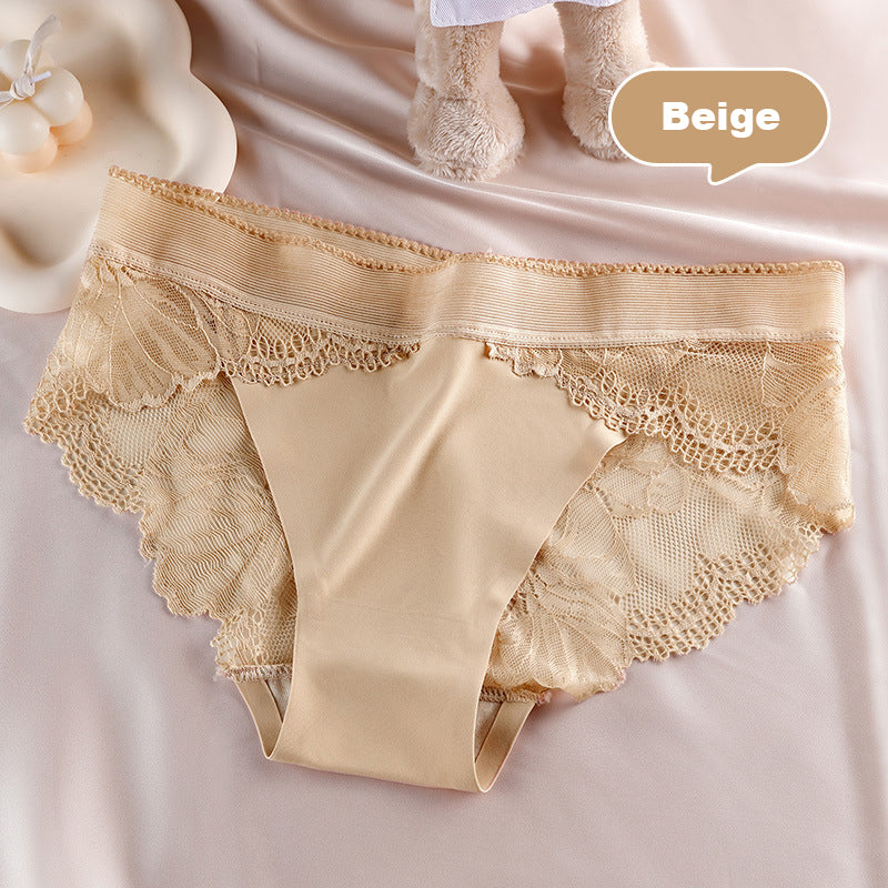 Ice Silk Seamless Stitching Lace Edge Panties