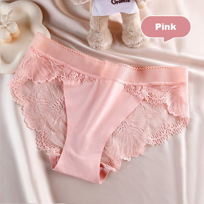 Ice Silk Seamless Stitching Lace Edge Panties