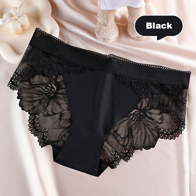 Ice Silk Seamless Stitching Lace Edge Panties