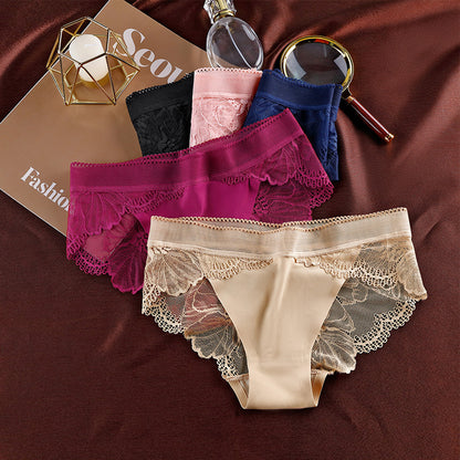 Ice Silk Seamless Stitching Lace Edge Panties