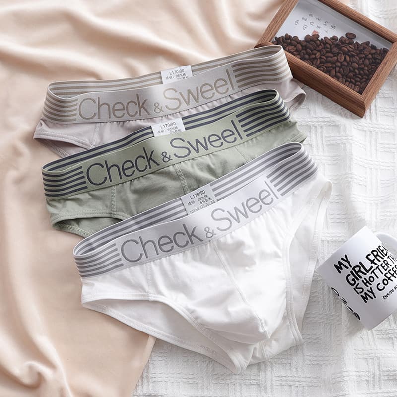 2pcs/3pcs Men's Antibacterial Cotton Sporty Wide-Band Briefs