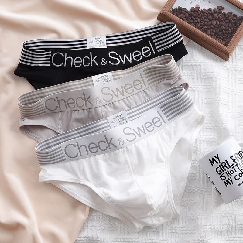 2pcs/3pcs Men's Antibacterial Cotton Sporty Wide-Band Briefs