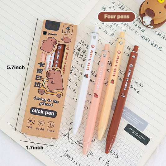Push Button 0.5mm Gel Pen with Soft Grip,  Fast-Drying Cartoon Design for Students