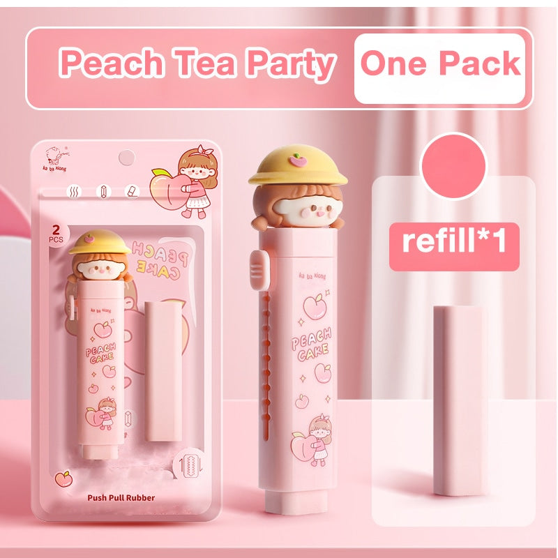 Student Creative Cartoon Push-Pull Eraser, Fun Design