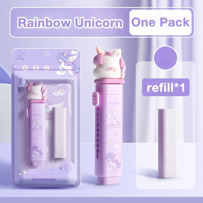 Student Creative Cartoon Push-Pull Eraser, Fun Design
