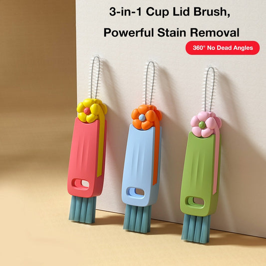 3-in-1 Cup Lid Brush & Multi-Function Gap Cleaning Brush