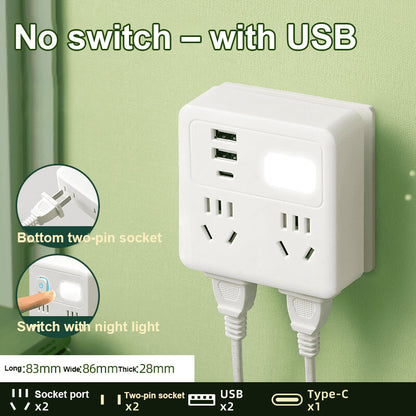 Multi-port Night Light USB Converter, Multi-Functional Power Strip