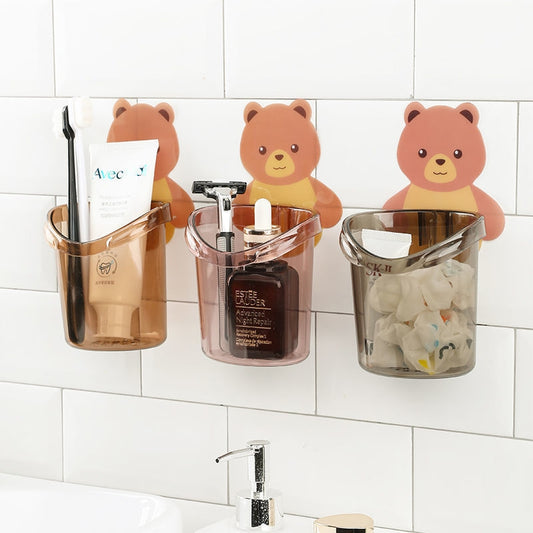 Bear Storage Cup – Adhesive Wall-Mounted Organizer