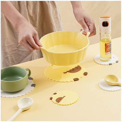 Household Thickened Food-Grade Silicone Heat Insulation Tea Cup Mat, Anti-Burn & High-Temperature Resistant