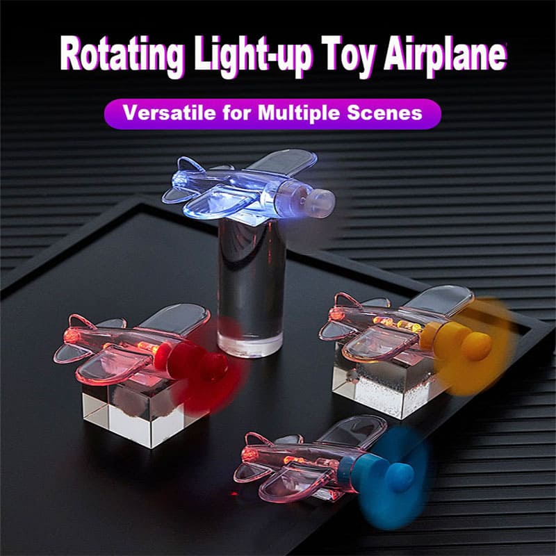 Wind-powered Rotating Light-up Airplane, Wind Energy Toy Airplane with LED Lights, Car and Motorcycle Decoration