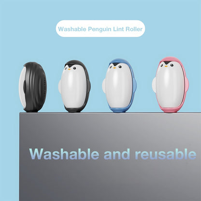 Washable Cute Penguin Lint Roller – Strong Adhesive, Convenient Dust and Pet Hair Cleaner